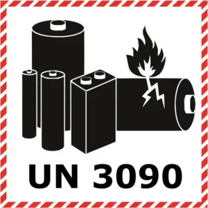 Akkumulátor jelölés - UN3090 öntapadó matrica, 100x100mm