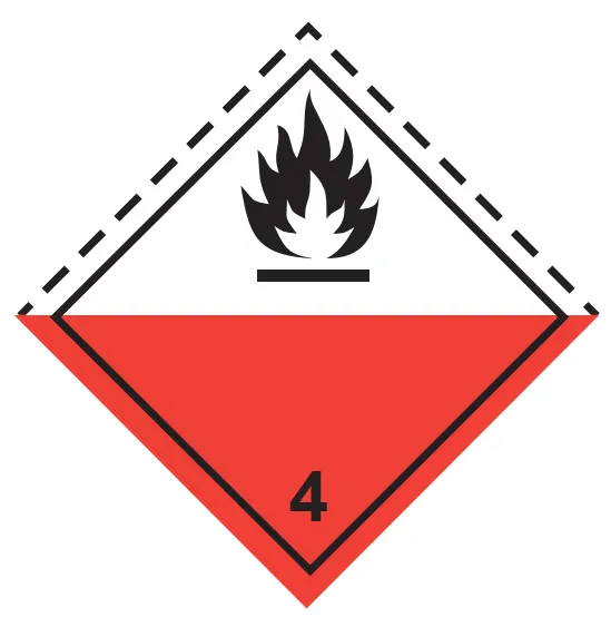 4.2 Osztály öngyulladásra hajlamos anyagok bárca, öntapadós matrica, 100x100mm