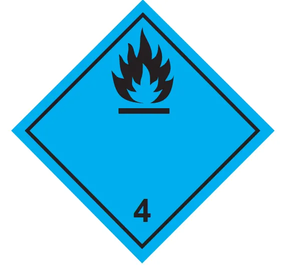 4.3 Osztály vízzel érintkezve gyúlékony gázokat fejlesztő anyagok bárca, öntapadós matrica, 100x100mm
