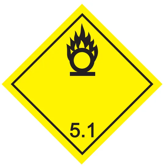 5.1 Osztály gyújtó hatású (oxidáló) anyagok bárca, öntapadós matrica, 100x100mm