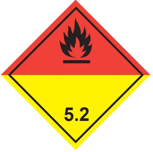 5.2 Osztály szerves peroxidok bárca, öntapadós matrica, 100x100mm