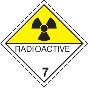 7D Osztály radioaktív anyagok bárca, öntapadós matrica, vinyl, 300x300 mm