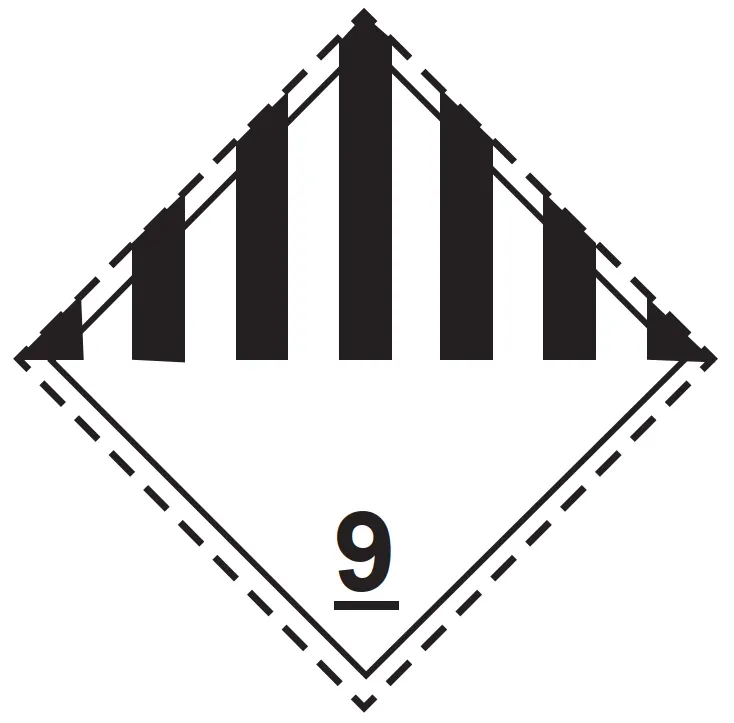 9 Osztály Különféle veszélyes anyagok és tárgyak bárca, vinyl öntapadós matrica, 300x300mm