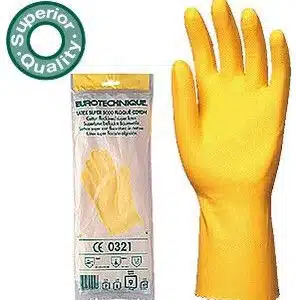 Háztartási gumikesztyű, vegyszerálló, sárga, 0,5 mm, 3