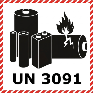 Akkumulátor jelölés - UN3091 öntapadó matrica, 100x100mm